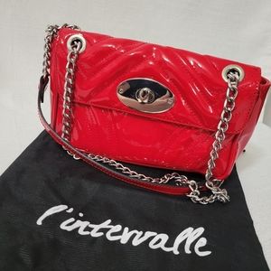 NEW L'Intervalle Shiny Red Convertible Purse  (AF2)